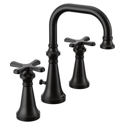 Moen TS44103BL- Colinet Traditional Two-Handle Widespread High-Arc Bathroom Faucet with Cross Handles, Valve Required, in Matte Black