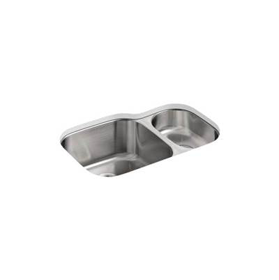 Kohler 3355-NA- Undertone® 30-3/4'' x 20-1/8'' x 9-5/8'' Undermount high/low double kitchen sink | FaucetExpress.ca