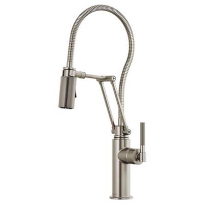 Brizo 63143LF-SS- Articulating Faucet With Knurled Handle And Finished Hose