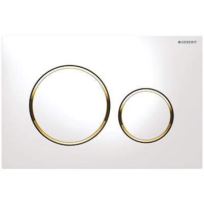 Geberit 115.882.KK.1- Geberit actuator plate Sigma20 for dual flush: white / gold-plated / white | FaucetExpress.ca