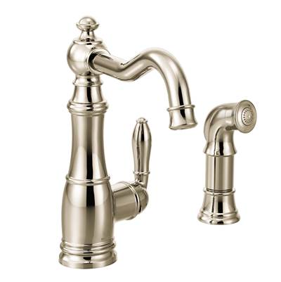 Moen S72101NL- Weymouth Single-Handle Standard Kitchen Faucet with Side Sprayer in Nickel