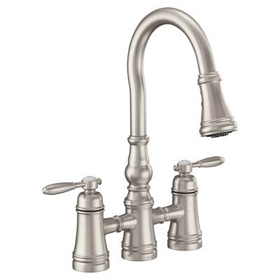 Moen S73204SRS- Weymouth Spot Resist Stainless Two-Handle High Arc Pulldown Kitchen Faucet