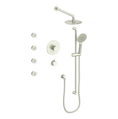 Vogt SET.WL.141.810.BN- Thermostatic Shower System with Exposed Body Jets 3/4' Brushed Nickel