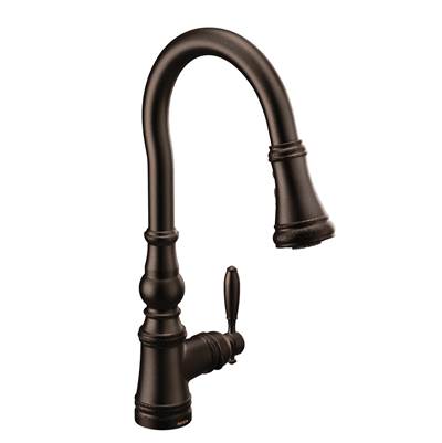 Moen S73004ORB- Weymouth Shepherd''s Hook Pulldown Kitchen Faucet Featuring Metal Wand with Power Boost, Oil-Rubbed Bronze