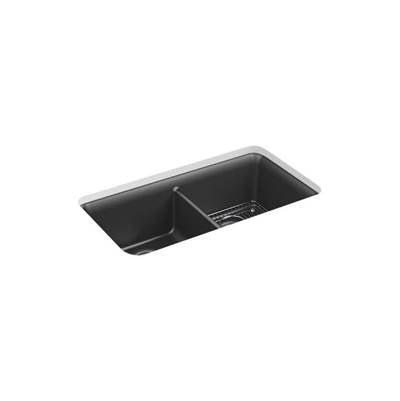 Kohler 8199-CM7- Cairn® 33-1/2'' x 18-5/16'' x 10-1/8'' Neoroc® undermount double-equal kitchen sink with rack | FaucetExpress.ca