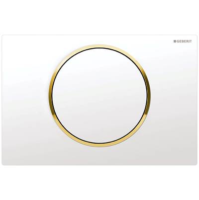Geberit 115.758.KK.5- Geberit actuator plate Sigma10 for stop-and-go flush: white / gold-plated / white | FaucetExpress.ca