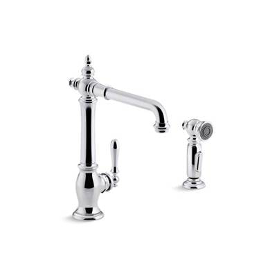 Kohler 99265-CP- Artifacts® 2-hole kitchen sink faucet with 13-1/2'' swing spout and matching finish two-function sidespray with Sweep and BerrySoft s | FaucetExpress.ca