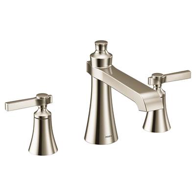 Moen TS926NL- Flara 2-Handle Deck Mount Lever Handle Roman Tub Faucet Trim Kit, Valve Required, Polished Nickel