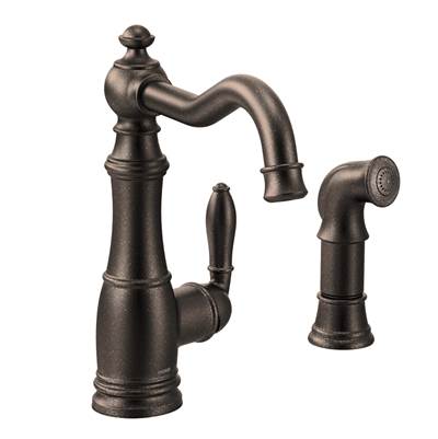 Moen S72101ORB- Weymouth Single-Handle Standard Kitchen Faucet with Side Sprayer in Oil Rubbed Bronze