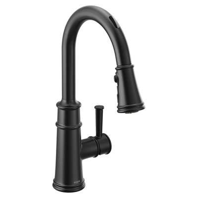 Moen 7260EVBL- Belfield Smart Faucet Touchless Pull Down Sprayer Kitchen Faucet With Voice Control And Power Boost, Matte Black
