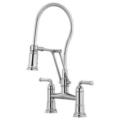 Brizo 62174LF-PC- Two Handle Articulating Bridge Faucet With Finished Hose | FaucetExpress.ca