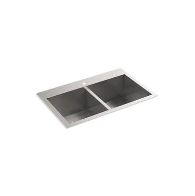 Kohler 80167-1-NA- Vault 30-1/2'' x 20'' Top-mount/undermount double-equal bowl kitchen sink with single faucet hole | FaucetExpress.ca