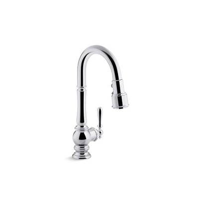 Kohler 99261-CP- Artifacts® single-hole kitchen sink faucet with 16'' pull-down spout and turned lever handle, DockNetik magnetic docking system, and  | FaucetExpress.ca