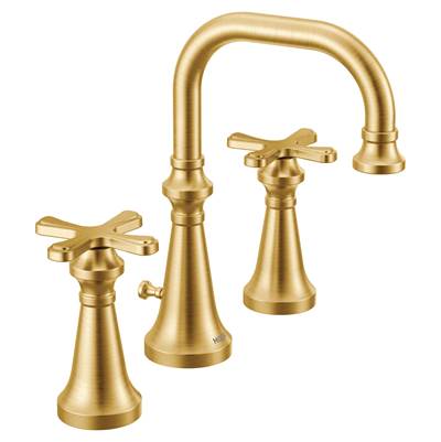 Moen TS44103BG- Colinet Traditional Two-Handle Widespread High-Arc Bathroom Faucet with Cross Handles, Valve Required, in Brushed Gold