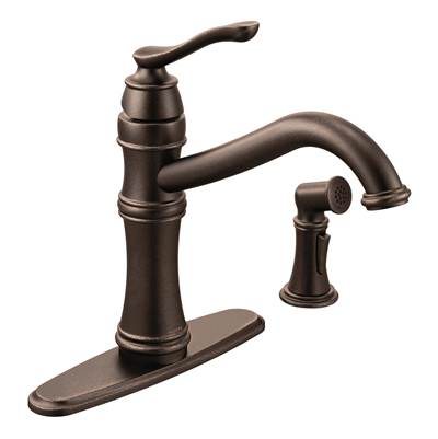 Moen 7245ORB- Belfield Single-Handle Standard Kitchen Faucet with Side Sprayer in Oil Rubbed Bronze
