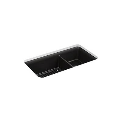 Kohler 8204-CM1- Cairn® 33-1/2'' x 18-5/16'' x 10-1/8'' Neoroc® undermount double-bowl large/medium kitchen sink with rack | FaucetExpress.ca