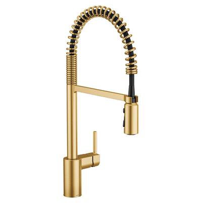 Moen 5923BG- 5923Srs Align One Handle Pre-Rinse Spring Pulldown Kitchen Faucet With Power Boost, Brushed Gold