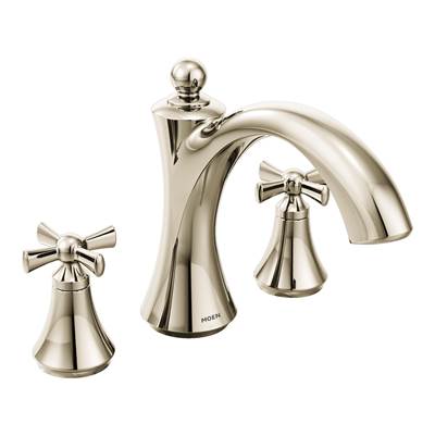 Moen T657NL- Wynford Two-Handle Non Diverter Roman Tub Faucet Trim Only, Polished Nickel