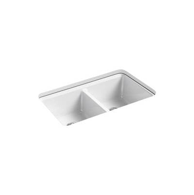 Kohler 8679-5UA3-0- Riverby® 33'' x 22'' x 9-5/8'' Undermount double-equal kitchen sink with accessories and 5 oversized faucet holes | FaucetExpress.ca