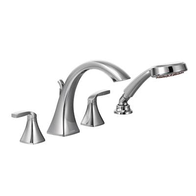 Moen T694- Voss 2-Handle High-Arc Roman Tub Faucet Trim Kit with Hand Shower in Chrome (Valve Not Included)