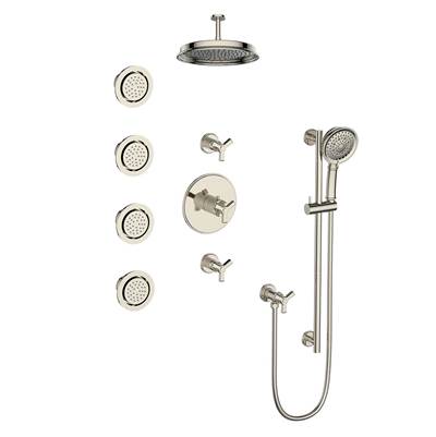 Vogt SET.Z3.142.934.PN- Zehn Thermostatic Set with In-Wall Jets - 4' Ceiling Arm 3/4' Polished Nickel