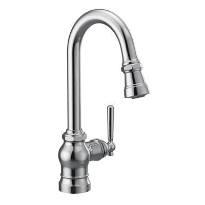 Moen S52003- Paterson One-Handle Pulldown Bar Faucet with Power Clean, Includes Interchangeable Handle, Chrome