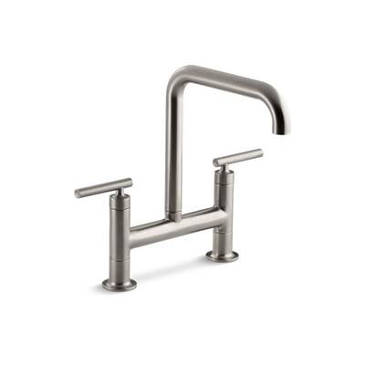 Kohler 7547-4-VS- Purist® two-hole deck-mount bridge kitchen sink faucet with 8-3/8'' spout | FaucetExpress.ca