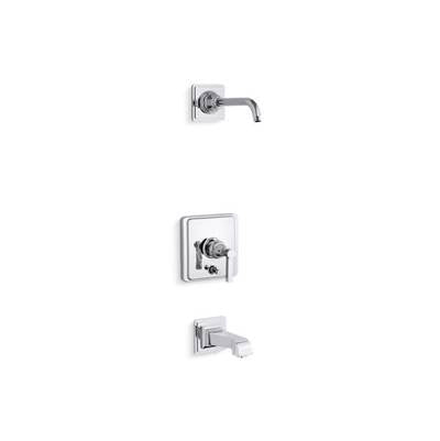 Kohler T13133-4AL-CP- Pinstripe® Pure Rite-Temp® bath and shower trim set with push-button diverter and lever handle, less showerhead | FaucetExpress.ca