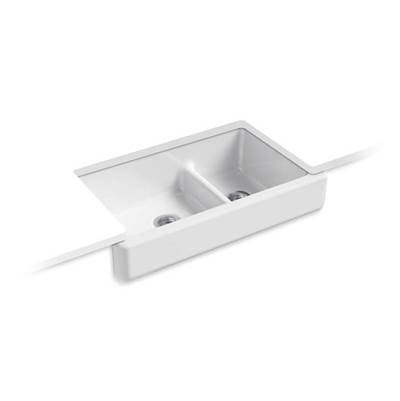 Kohler 6426-0- Whitehaven® 35-1/2'' x 21-9/16'' x 9-5/8'' Smart Divide® undermount double-bowl large/medium farmhouse kitchen sink | FaucetExpress.ca