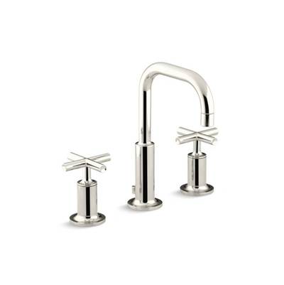 Kohler 14406-3-SN- Purist® Widespread bathroom sink faucet with low cross handles and low gooseneck spout | FaucetExpress.ca