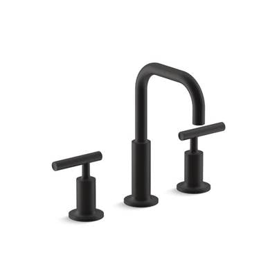 Kohler 14406-4-BL- Purist® Widespread bathroom sink faucet with low lever handles and low gooseneck spout | FaucetExpress.ca