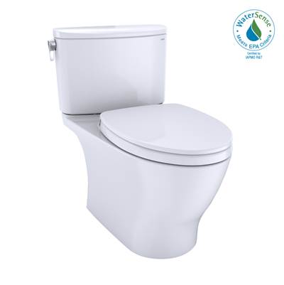 Toto MS442124CEFG#01- TOTO Nexus Two-Piece Elongated 1.28 GPF Universal Height Toilet with CEFIONTECT and SS124 SoftClose Seat, WASHLET plus Ready, Cotton White | FaucetExpress.ca