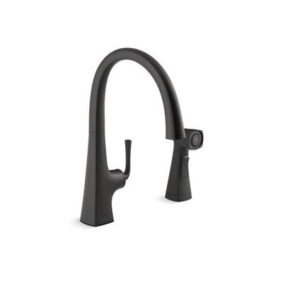 Kohler 22064-BL- Graze Kitchen sink swing spout faucet with sidespray | FaucetExpress.ca