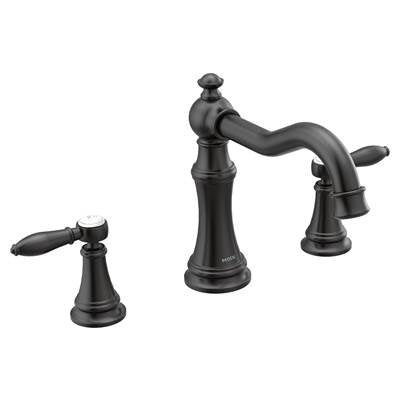 Moen TS22103BL- Weymouth Two-Handle Roman Tub Faucet with Lever Handles Trim Kit, Valve Required, Matte Black