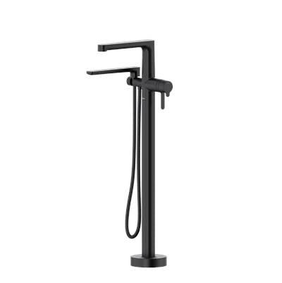 Riobel TNB39BK- 2-Way Type T (Thermostatic) Coaxial Floor-Mount Tub Filler With Handshower Trim