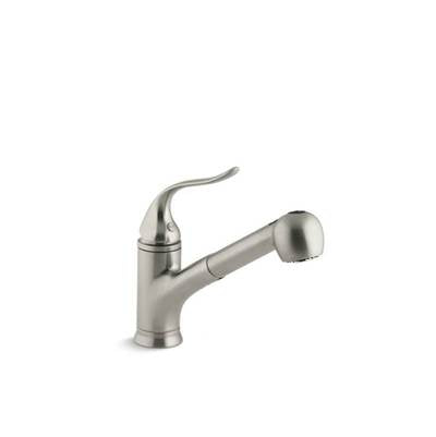 Kohler 15160-BN- Coralais® single-hole or three-hole kitchen sink faucet with pull-out matching color sprayhead, 9'' spout reach and lever handle | FaucetExpress.ca