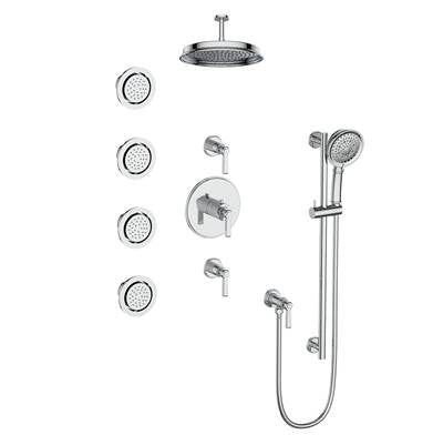 Vogt SET.Z1.142.934.CC- Zehn Thermostatic Set with In-Wall Jets - 4' Ceiling Arm 3/4' Chrome