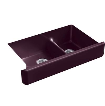 Kohler 6426-PLM- Whitehaven® 35-1/2'' x 21-9/16'' x 9-5/8'' Smart Divide® undermount double-bowl large/medium farmhouse kitchen sink | FaucetExpress.ca