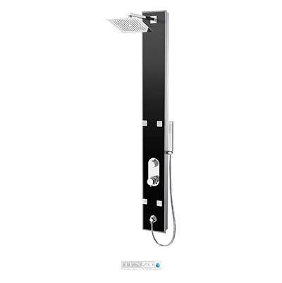 Tenzo ETZG- Shower Col. Tempered Glass Evolo [Sh. Head 4 Jets Diverter Spout] Pres. Balanced/Div. Black