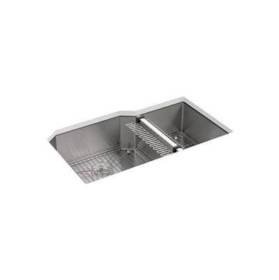 Kohler 5282-NA- Strive® 35-1/2'' x 20-1/4'' x 9-5/16'' Undermount double-bowl extra-large/medium kitchen sink with rack | FaucetExpress.ca