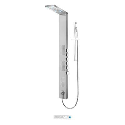 Tenzo TZST- Shower Col. Stain. Steel [Sh. Head Led 3 Jets Hand Shower] Thermo./Vol. Ctrl Valve Brushed