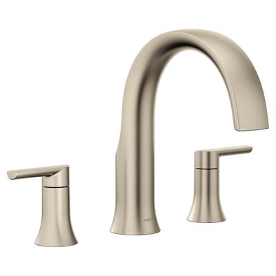 Moen TS983BN- Doux 2-Handle Deck Mount Roman Tub Faucet Trim Kit in Brushed Nickel (Valve Not Included)