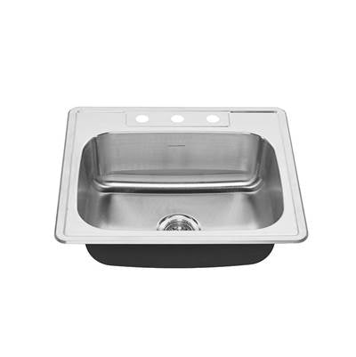 American Standard 20SB.8252283S.075- Colony 25 X 22-Inch Stainless Steel 3-Hole Top Mount Single Bowl Kitchen Sink