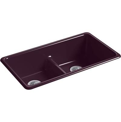 Kohler 5312-PLM- Iron/Tones® 33'' x 18-3/4'' x 9-5/8'' Smart Divide® top-mount/undermount double-equal kitchen sink | FaucetExpress.ca