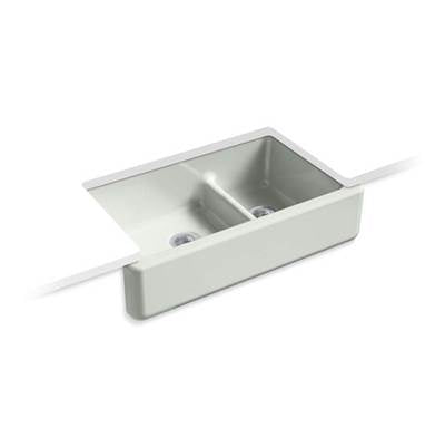 Kohler 6427-FF- Whitehaven® 35-11/16'' x 21-9/16'' x 9-5/8'' Smart Divide® undermount double-bowl large/medium farmhouse kitchen sink | FaucetExpress.ca