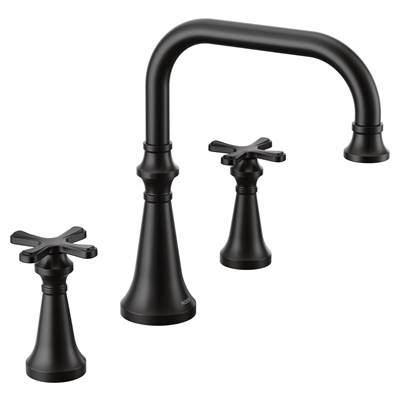 Moen TS44505BL- Colinet Two Handle Deck-Mount Roman Tub Faucet Trim with Cross Handles, Valve Required, in Matte Black