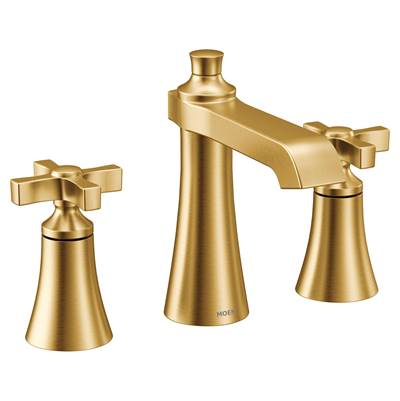 Moen TS6985BG- Flara Two-Handle 8 in. Widespread Cross Handle Bathroom Faucet Trim Kit, Valve Required, Brushed Gold