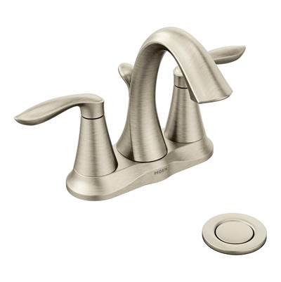 Moen 6410BN- Eva 4 in. Centerset 2-Handle High-Arc Bathroom Faucet in Brushed Nickel