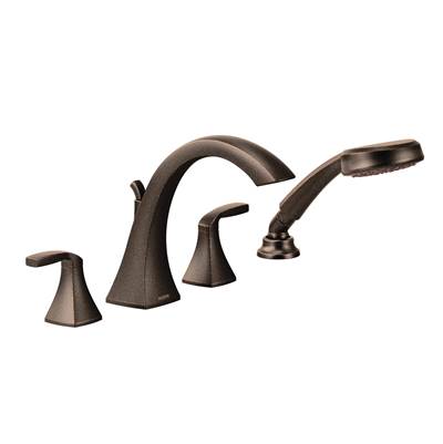 Moen T694ORB- Voss 2-Handle High-Arc Roman Tub Faucet Trim Kit with Hand Shower in Oil Rubbed Bronze (Valve Not Included)