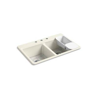 Kohler 8679-3A2-96- Riverby® 33'' x 22'' x 9-5/8'' top-mount double-equal kitchen sink with accessories and 3 faucet holes | FaucetExpress.ca